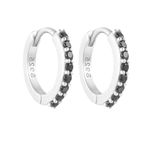 Boutique NEW Black‎ Onyx Sterling Huggie Hoop Earrings, 9mm Photo 2