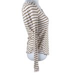 Free People  Hard Candy Cream & Brown Striped Crochet Long Sleeve Shirt XS Photo 8