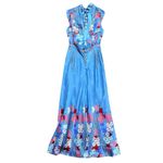 Saloni Sakura Falls Fleur Midi Dress in Blue Multi, Size US 4 Photo 7