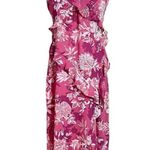 ZARA  Maxi Dress Printed Ruffles Floral Pink Sleeveless Chiffon V-Neck Large NWT Photo 15