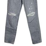 ZARA Straight Leg High Waisted Distressed Jeans Raw Hem 2 Rinsed Black #3900 Photo 3