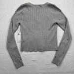 Madden Girl  Cardigan Rhinestone‎ Embellished Ribbed Knit Sweater Top Gray M Photo 7