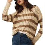 Pilcro Anthropologie  Longline Stitch Sweater Womens Size Small Neutral Stripes Photo 0