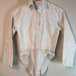 Donna Karan  White Button-Down Collared Bodysuit USA Paper Tag Vintage Sz 4 Photo 0