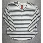 Ariat Women's M White Black Striped Long Sleeve V-Neck T-Shirt Crochet Accent Photo 0