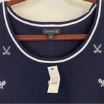 Talbots NWT  Navy Tank Top with White Tennis Racket Embroidery Size Large Photo 1