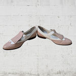 90s Vintage White Mauve Pink Kiltie Wingtip Leather Mary Jane Loafers Size 6.5 Photo 5