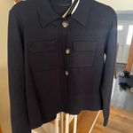 T Tahari  Midnight Blue Button-Up Blazer Photo 1