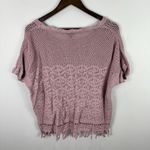 Torrid 1X Pink Crochet Knit Fringe Hem Cotton Sweater Boho Costal Cowgirl Layer Photo 6