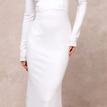 Lulus LULU’S Extravagant Love White Backless Long Sleeve Ruched Maxi Dress Photo 0