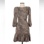 Anthropologie Maeve Brown Motif Knit Cut-Out Mini Dress Size 2 NWT Photo 4