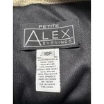 Alex Evenings Petite Black Gold Lace Overlay Evening Gown Belted Maxi Dress 16P Photo 2