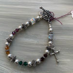 NWT Rainbow Swarovski crystal & Sterling bracelet with cross Silver Photo 0