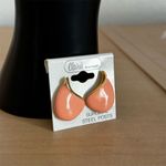 Vintage Claire's Peachy Pink Enamel Stud Earrings Gold Photo 1