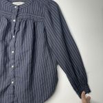 Loft  Petite XSP Women’s Navy Blue Pinstripe Button Front Blouse Long Sleeve Top Photo 4