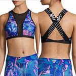 NWT Flexi Cool High Rise Neck Mesh Floral Sports Bra Size M Photo 1