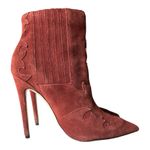 ASOS Burgundy suede pointed toe stiletto ankle boots with cowgirl design size 6 Photo 5
