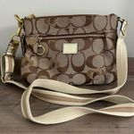 Coach Vintage Poppy Signature Tan Canvas Gold Metallic Swing Pack Crossbody NWT Photo 0