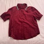 Red Pearl button up top Size M Photo 0