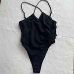 ZARA  black strappy bodysuit w/ asymmetrical hem. Women’s XS. NWT Photo 4