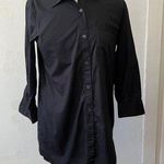 DKNYC Donna karan black cotton Button down Shirt blouse long sleeve top dress S Photo 0