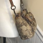 Coach  Tan Horse Carriage Embroidered Canvas Brown Leather Crossbody Shoulder Bag Photo 3