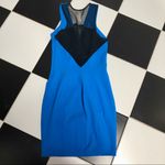 Robert Rodriguez Sheath Dress Plunge V-Neck Black Mesh Cobalt Electric Blue Sexy Photo 4
