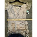 La Femme  Champagne Beaded Off Shoulder Ruched Satin Mermaid Gown Dress 6 = S Photo 11