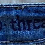 Indigo Thread Metallic Patchwork Distressed Ankle Jeans Photo 6