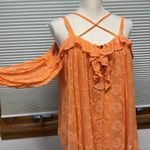 Anthropologie Floreat Maryana Orange Eyelet Strappy Off The Shoulder Top Size XS Photo 2