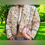 Floral Reversible Quilted Cotton Jacket: Oversized Boho Bomber Blue Size XL Photo 1