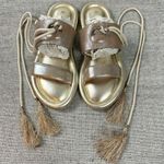 Johnston & Murphy  Zoey Ankle Wrap Sandals Taupe Metallic Kid Suede Size 9 Boho Photo 2