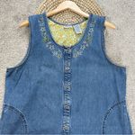 White Stag  Women’s Vintage Sleeveless Denim Midi Dress Embroidered Western XL Photo 2