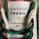 Leather Crown Distressed Low Studded Sneaker Glitter Green and Red Italy 2009 White Size 6 Photo 4