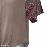 Altar'd State Altar’d State Waffle Knit Tie Front Blouse Size Small | Patchwork Paisley Boho Photo 4