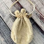 Vintage Beaded Purse String Reversible Bag Purse White Photo 4