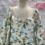 Avant Look Women's Puff Sleeve Off The Shoulder Floral Pleated Dress Cream Size Size L Photo 4