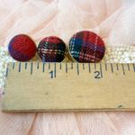 Mardi Gras Tartan Plaid Drop Earrings Gold Tone Statement Earrings Festive Red Photo 4