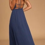 Lulus  Lost In Paradise Navy Blue Strappy Maxi Formal Dress S Photo 0
