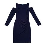 Lauren Ralph Lauren Cocktail Wrap Dress Womens 6 Navy Cold Shoulder Long Sleeve Blue Photo 9