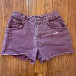 Bonjour 90s Vintage Purple High Waist Button Fly Distressed Shorts Sz 26”/ 2 Photo 9