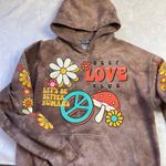 Gildan  Heavy Blend Self Love Club Hoodie Womens‎ Medium Brown Tie Dye Hippie Boh Photo 5