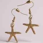 Gold Starfish Dangle Earrings Coastal Beach Jewelry Photo 0