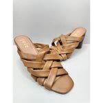 Joie  Mules‎ Size 7 Brown Leather Crisscross Stacked Block Heel Photo 1