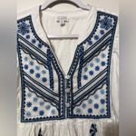 Mud Pie  White Blouse with Blue Embroidery Photo 3