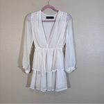 LIONESS  White Swiss Dot Tiered Mini Dress Womens S Boho Fairy Cottage Core Bride Photo 10