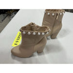 Bamboo Womans  Namaste Ankle Boots Size 7 Beige Side Zip Heel Pearl Accent Lined Photo 1