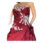 Burgandy Ball Gown Sweetheart Beading Long Taffeta Quinceanera Dress size Medium Photo 14