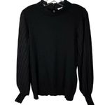 Sioni Women's Black Sheer Pleated Sleeve Mock Neck Blouse Size M Size M Photo 0