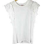 Goldie Celeste Ruffled Sleeve Pima Cotton Pullover Top White Large Lightweight Photo 0